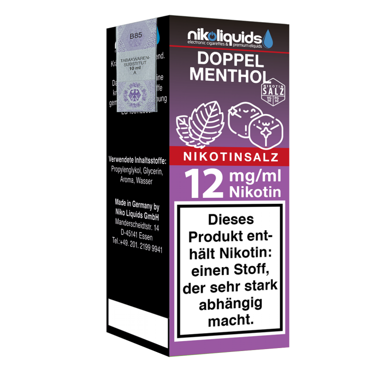Niko Liquids E-Liquid Nikotinsalz Doppel Menthol 5...