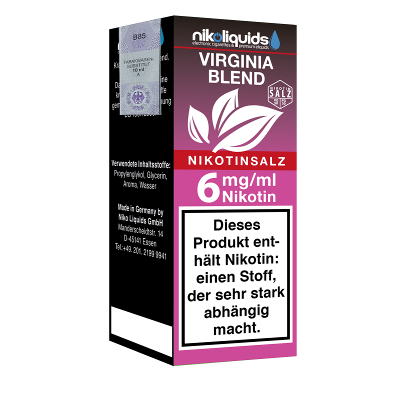 Niko Liquids E-Liquid Nikotinsalz Virginia Blend 5...