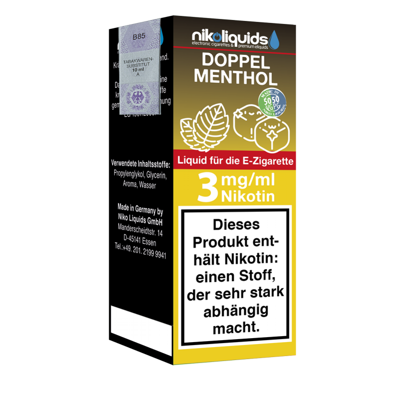 Niko Liquids E-Liquid Doppel Menthol 50/50 10 ml