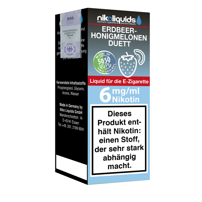 Niko Liquids E-Liquid Erdbeer Honigmelonen Duett 5...