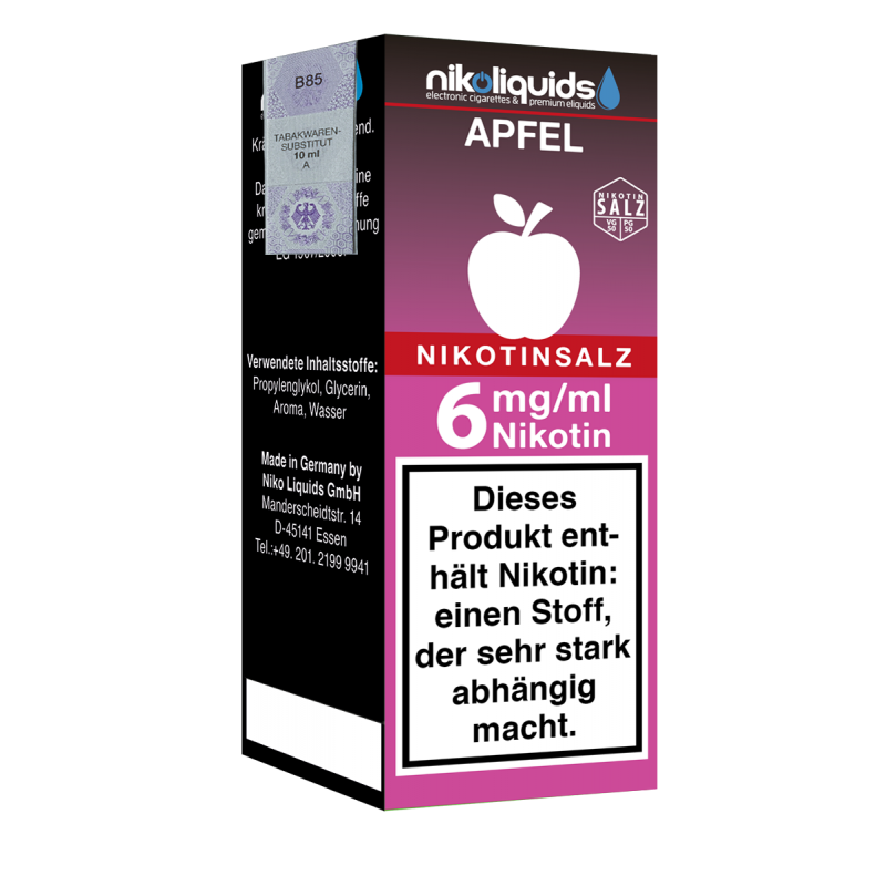 Niko Liquids E-Liquid Nikotinsalz Apfel 50/50 10 m...