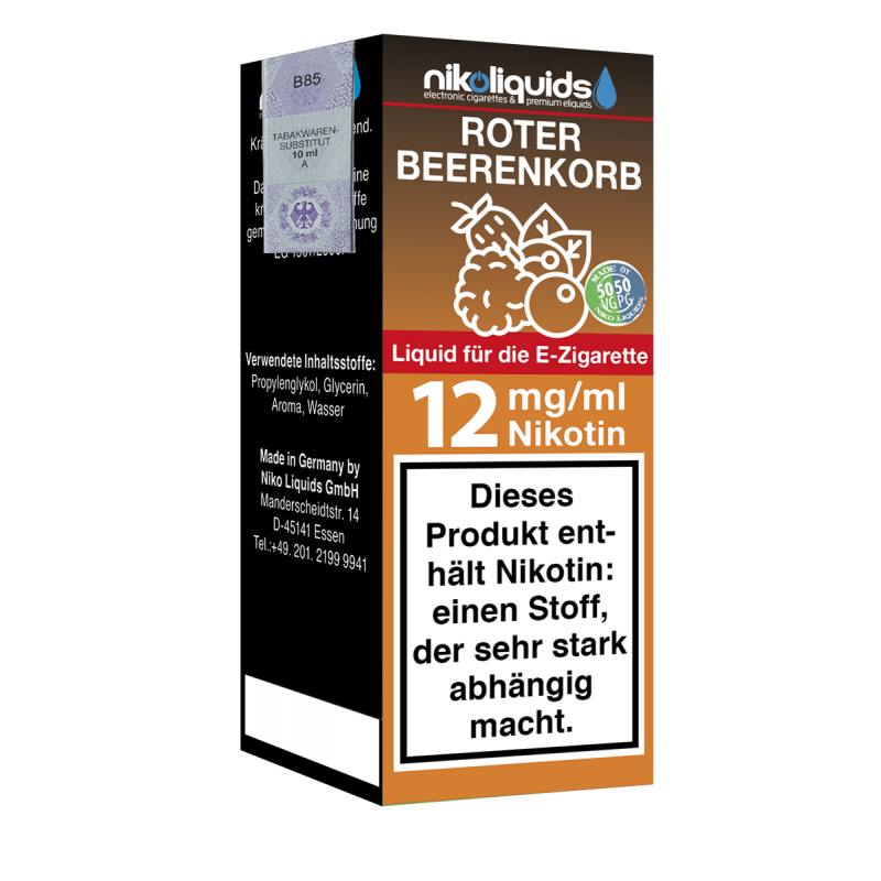 Niko Liquids E-Liquid Roter Beerenkorb 50/50 10 ml