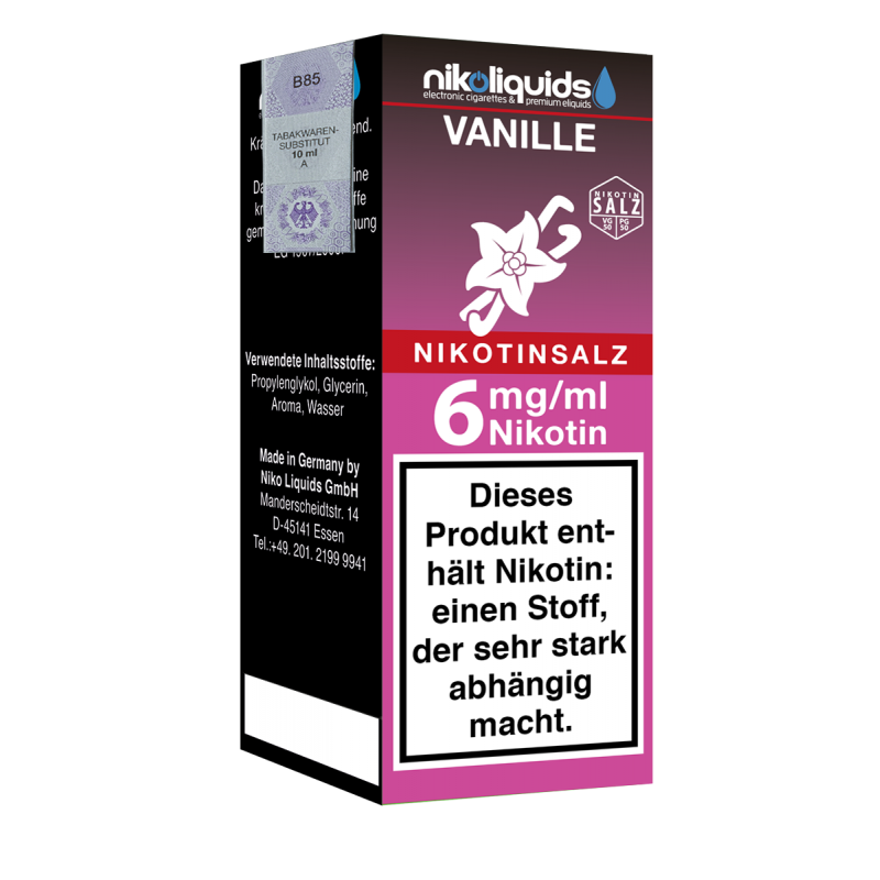 Niko Liquids E-Liquid Nikotinsalz Vanille 50/50 10...