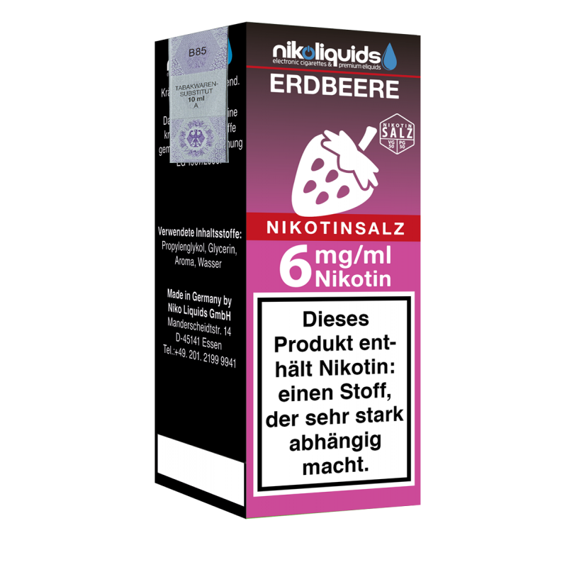 Niko Liquids E-Liquid Nikotinsalz Erdbeere 50/50 1...